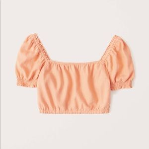 New 🧡 Abercrombie & Fitch Women’s Cropped Short Sleeve Ruched Top - Size M